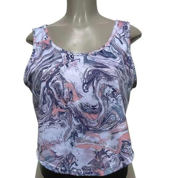 So Tank Top Women's XL Pink & Purple Swirl Print Cropped Athletic Workout - Picture 1 of 9
